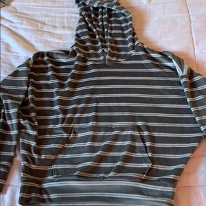 American eagle grey and white stripped sweater